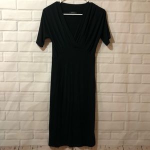 Aritzia Babaton Black Wrap Gathered Front Dress